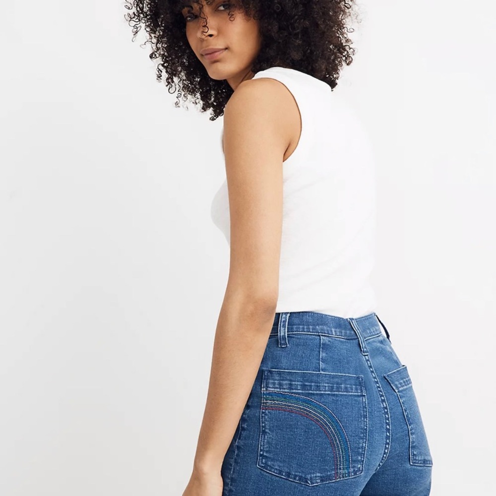 Madewell Denim Emmett Shorts: Rainbow-Stitched Edition